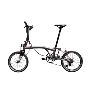 Aceoffix C5 Folding Bike - Titanium Grey with Pink accessories