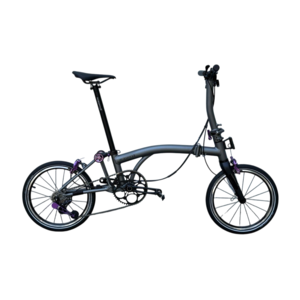 Aceoffix C5 Folding Bike - Titanium Grey with Purple accessories
