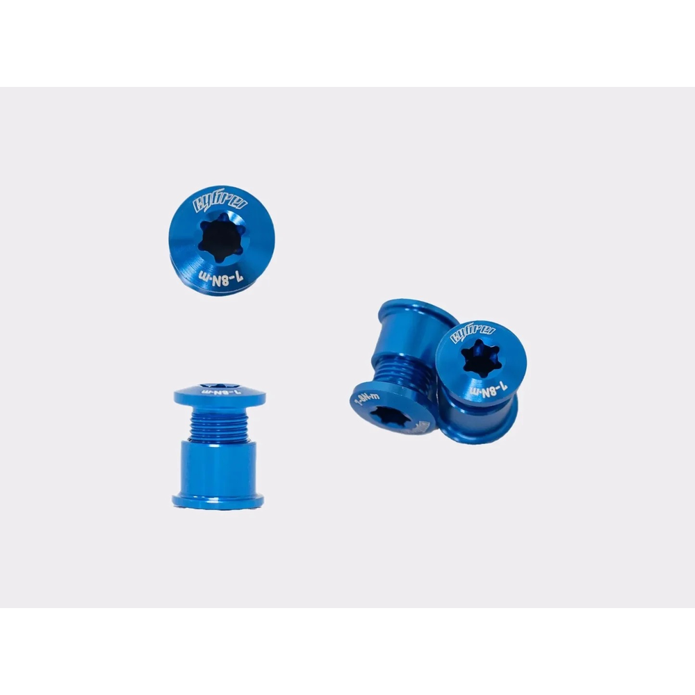 Cybrei Aluminium 2X Chainring Bolt Kit - Blue (1 set = 5 bolts)