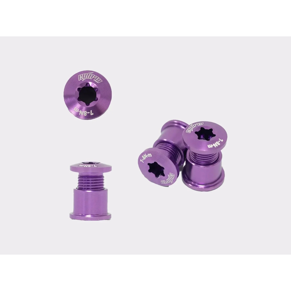 Cybrei Aluminium 2X Chainring Bolt Kit - Purple (1 set = 5 bolts)