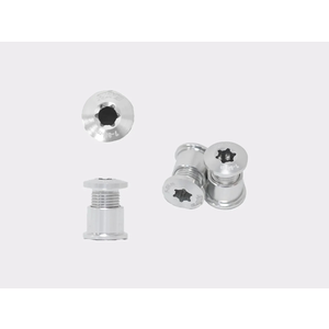 Cybrei Aluminium 2X Chainring Bolt Kit - Silver (1 set = 5 bolts)