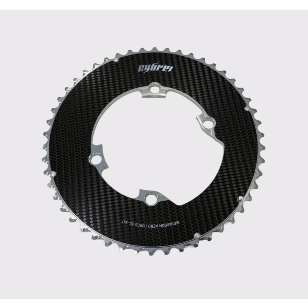Cybrei Metarbon Aero Carbon 2X Chainring Outer - Silver 54T